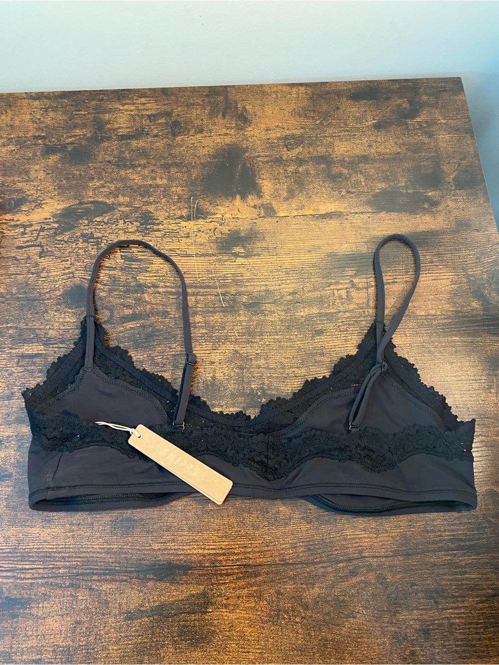 NWT SKIMS Black Lace-Edge Scoop Bralette - Picture 4 of 5